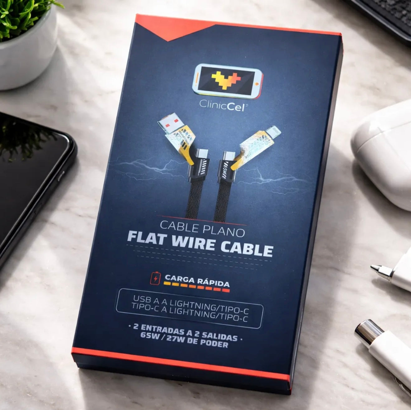 Cable 4 en 1 Cliniccel: Carga Rápida para iPhone, Android y USB-C
