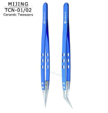Pinza Cerámica Mijing Recta/Curva | Antiestática Microsoldadura