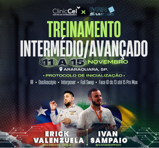 Afiche del entrenamiento internacional de ClinicCel e Ivan Sampaio en Araraquara Brasil